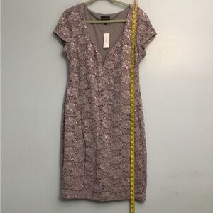 Connected Apparel Lace Midi Dress in Brown